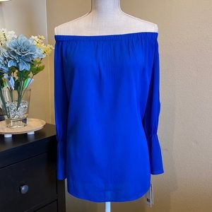 Counterparts Royal Blue Bell Sleeve Off/On the Shoulder Flowy Top